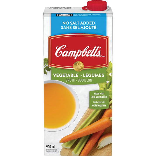 Campbell's Ready to Use No Salt Added Vegetable Broth, 900 mL