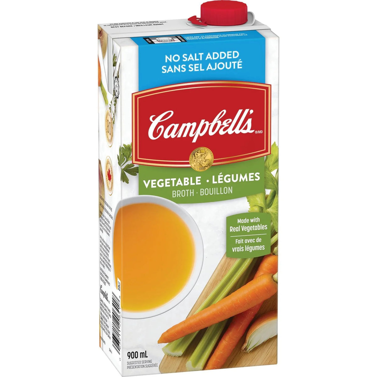 Campbell's Ready to Use No Salt Added Vegetable Broth, 900 mL