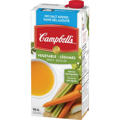 Campbell's Ready to Use No Salt Added Vegetable Broth, 900 mL