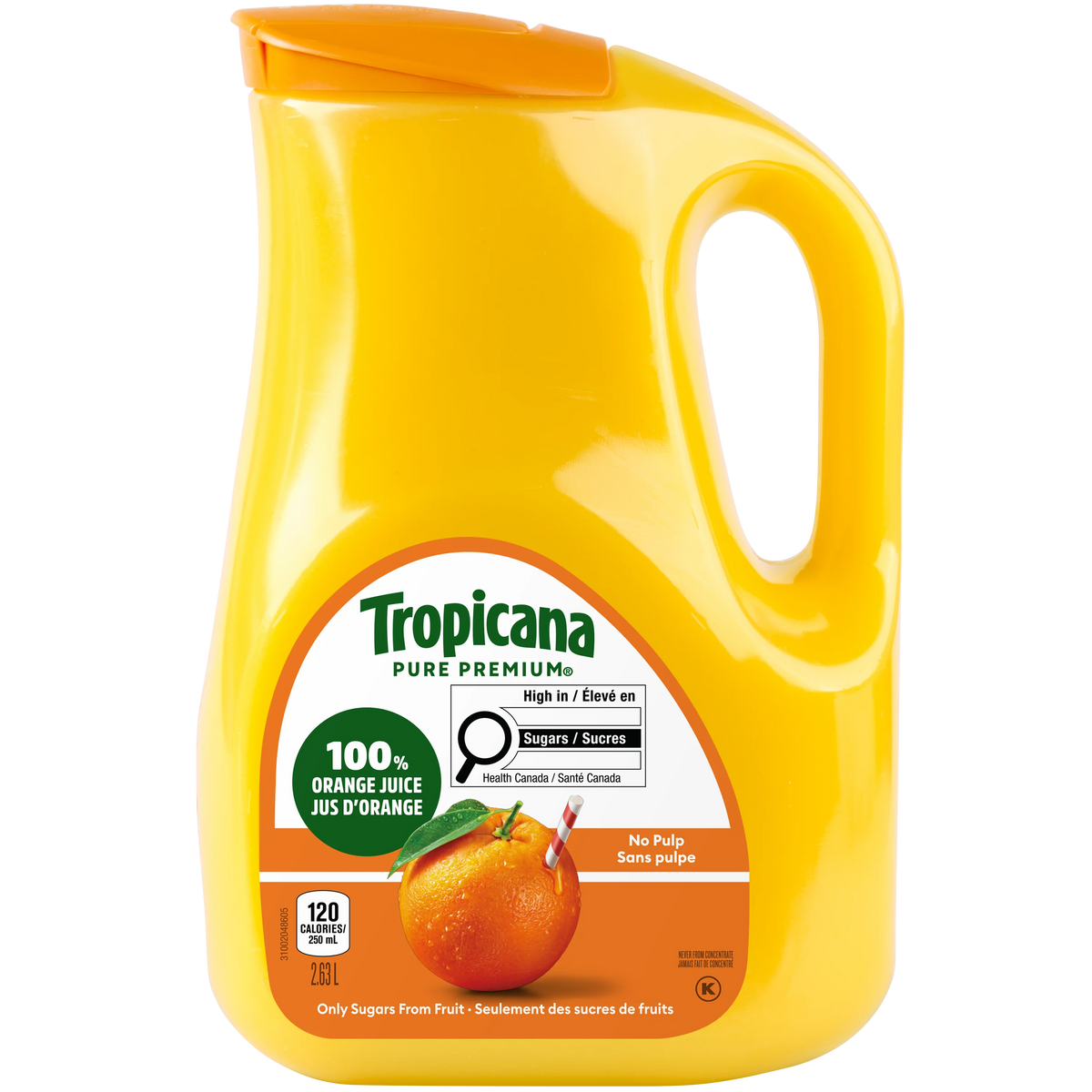 Tropicana 100% Pure Orange Juice No Pulp, 2.63 L