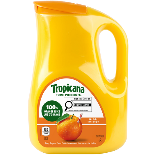 Tropicana 100% Pure Orange Juice No Pulp, 2.63 L