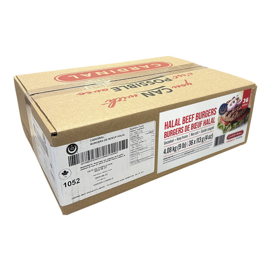 Cardinal Halal Beef Burgers, 36 × 113 g