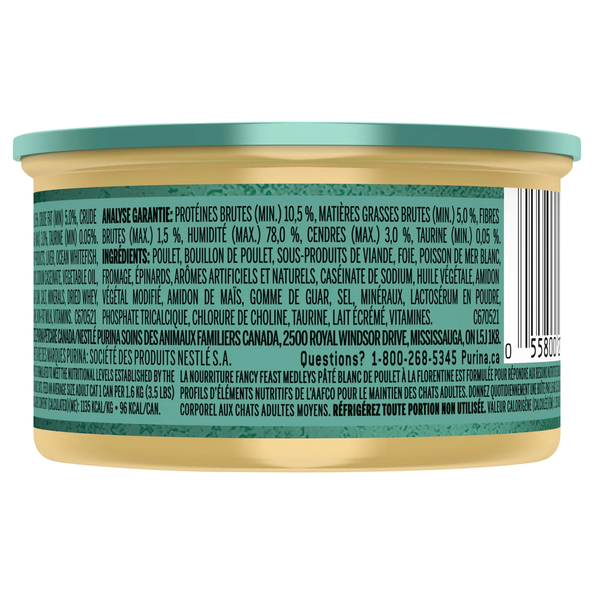 Fancy Feast Medleys White Meat Chicken Florentine Pâté Wet Cat Food, 85 g