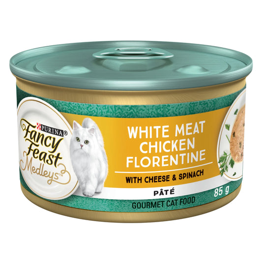 Fancy Feast Medleys White Meat Chicken Florentine Pâté Wet Cat Food, 85 g