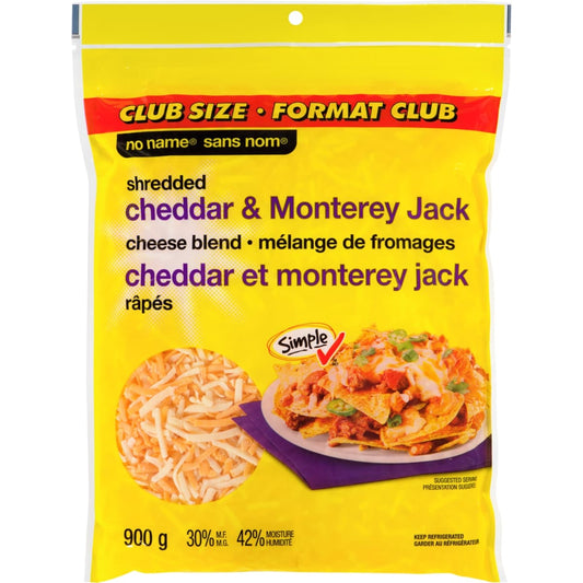 No Name Shredded Cheddar & Monterey Jack Cheese Blend, 900 g