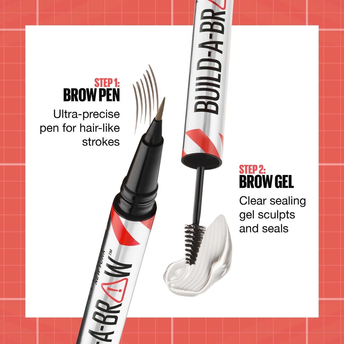 Maybelline New York Build a Brow 2-in-1 Eyebrow Pen, Ash Brown, 0.4 mL