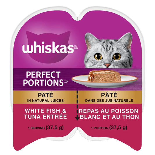 Whiskas Perfect Portions Whitefish & Tuna Paté Wet Cat Food, 2 × 37.5 g