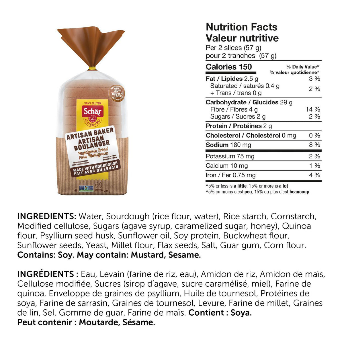 Schar Artisan Baker Multigrain Bread, 400 g