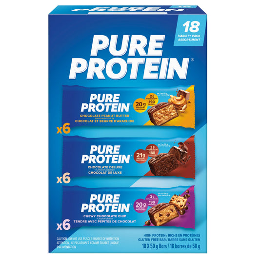 Pure Protein Bars Variety Pack, 18 × 50 g