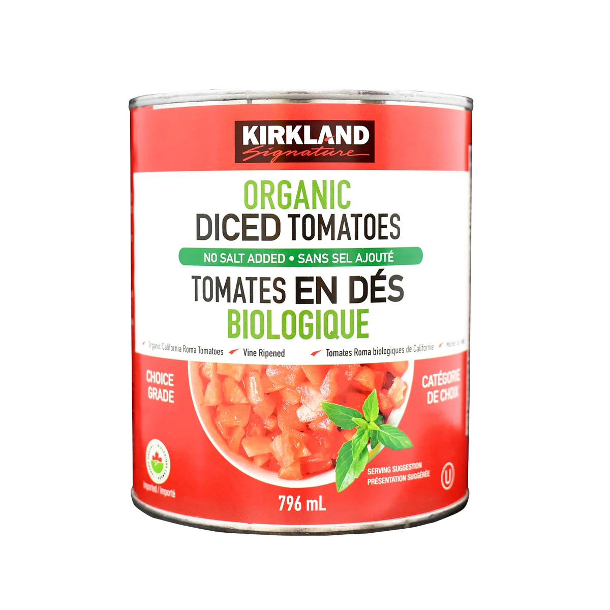 Kirkland Signature Organic Diced Tomatoes, 8 × 796 mL