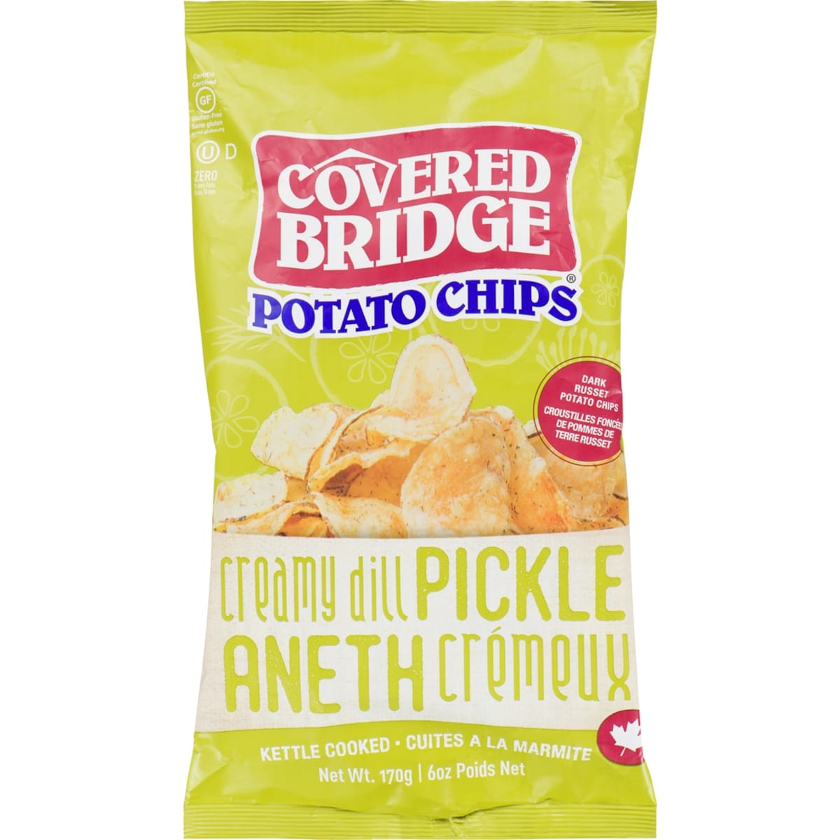 Covered Bridge Creamy Dill Pickle Kettle Cooked Potato Chips, 170 g