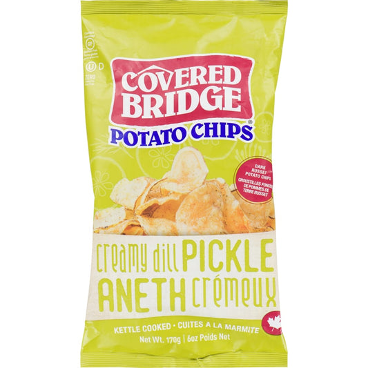 Covered Bridge Creamy Dill Pickle Kettle Cooked Potato Chips, 170 g