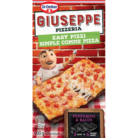 Dr. Oetker Giuseppe Pizzeria Easy Pizzi Pepperoni & Bacon Mini Pizza, 600 g