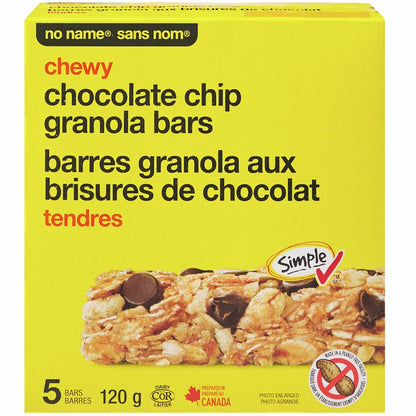 No Name Chewy Chocolate Chip Granola Bars, 5 bars (120 g total)