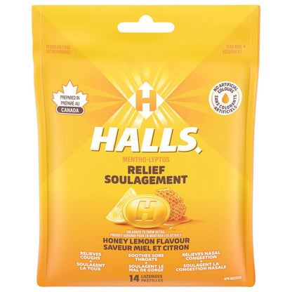 Halls Honey Lemon Cough Drops, 14 Lozenges