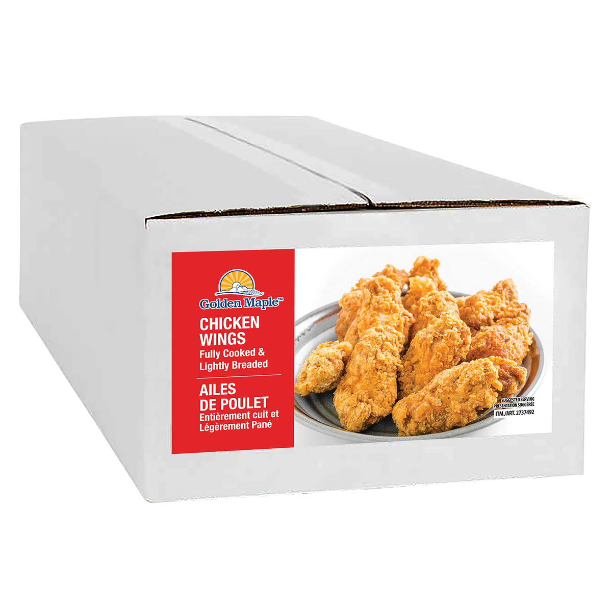 Golden Maple Frozen Fully Cooked Lightly Breaded Chicken Wings, 4 kg