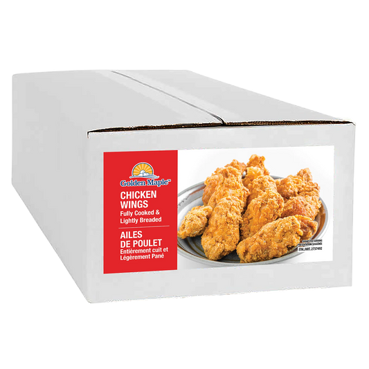 Golden Maple Frozen Fully Cooked Lightly Breaded Chicken Wings, 4 kg