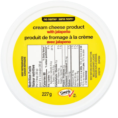 No Name Cream Cheese Product with Jalapeno, 227 g