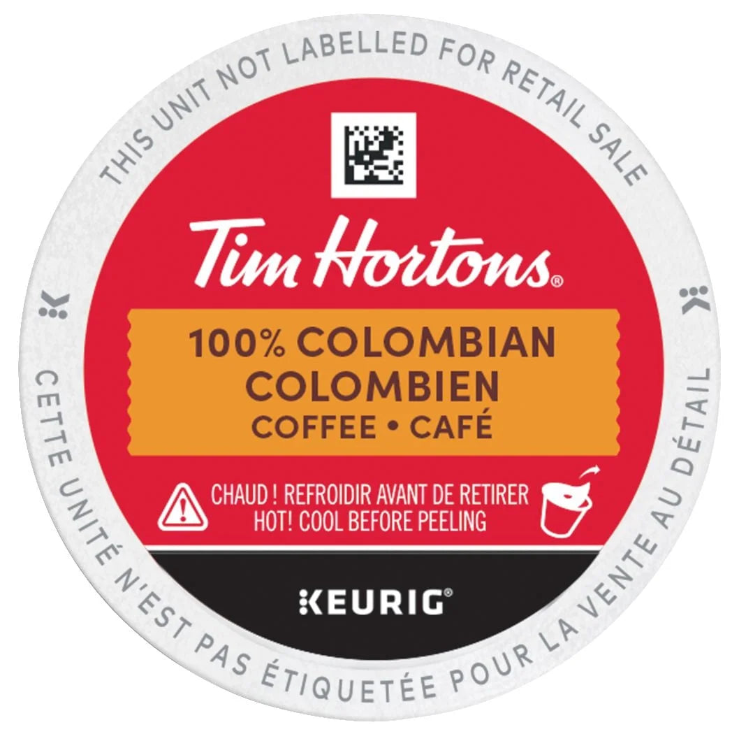 Tim Hortons 100% Colombian Dark-Medium Roast Coffee Pods, 30 Count