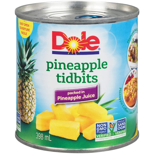 Dole Pineapple Tidbits in Pineapple Juice, 398 mL