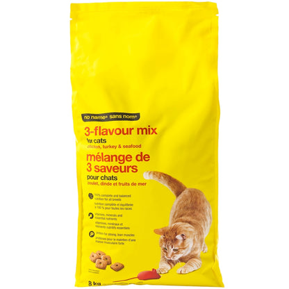 No Name 3-Flavour Mix Dry Cat Food, Chicken, Turkey & Seafood 8 kg