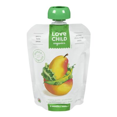 Love Child Organics Organic Pear, Kale, Peas & Quinoa Purée Pouch, 128 mL