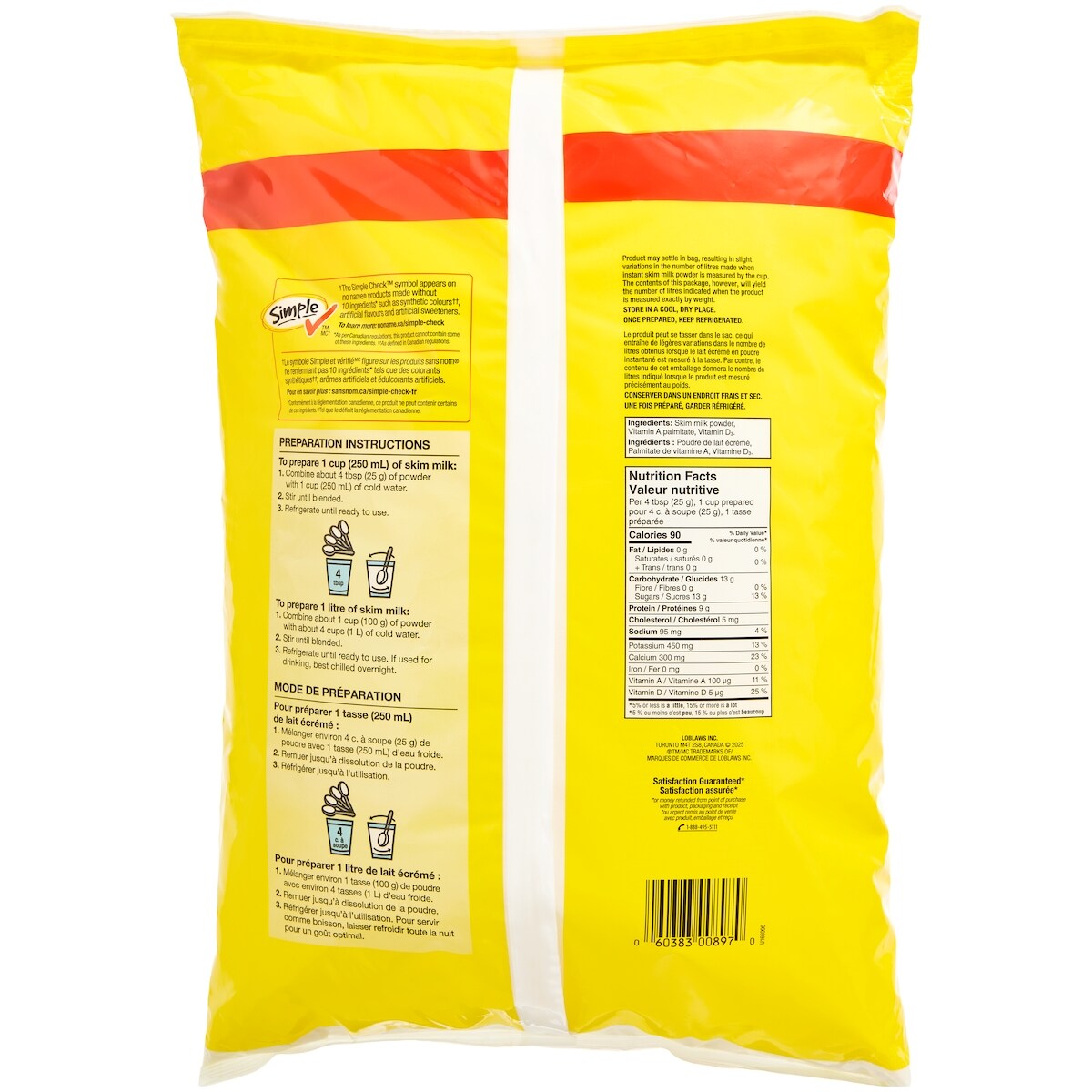 No Name Instant Skim Milk Powder Club Size, 2.5 kg