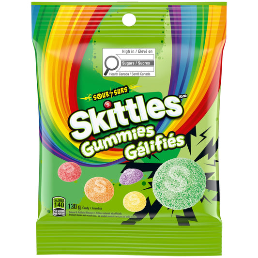 SKITTLES Sour Gummies Chewy Candy, 130 g