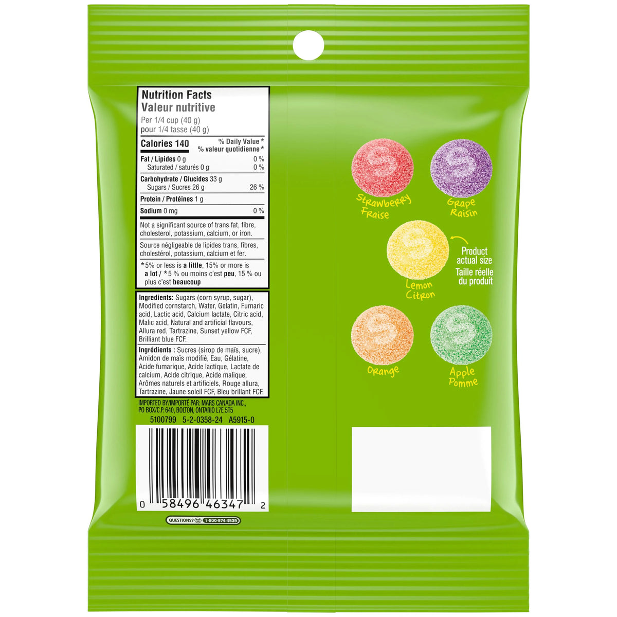 SKITTLES Sour Gummies Chewy Candy, 130 g