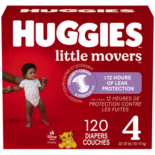 Huggies Little Movers Baby Diapers, Size 4, 120 Count