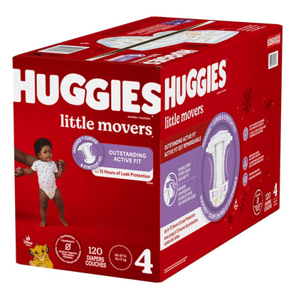 Huggies Little Movers Baby Diapers, Size 4, 120 Count