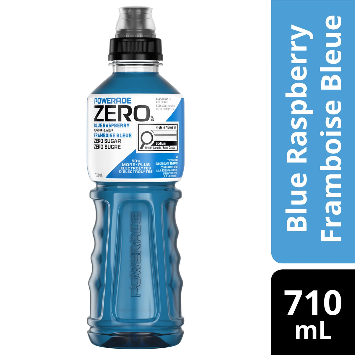 Powerade Zero Blue Raspberry Electrolyte Sports Drink, 710 mL Bottle
