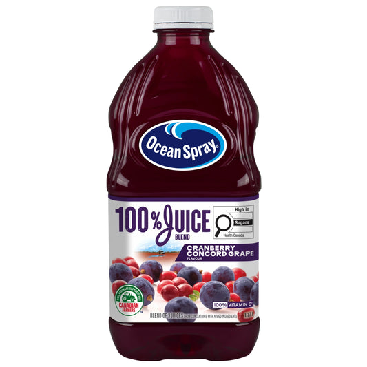 Ocean Spray 100% Juice Blend Cranberry Concord Grape, 1.77 L