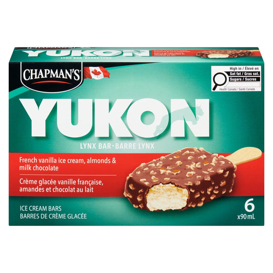 Chapman's Yukon Lynx French Vanilla and Almond Ice Cream Bars, 6 × 90 mL