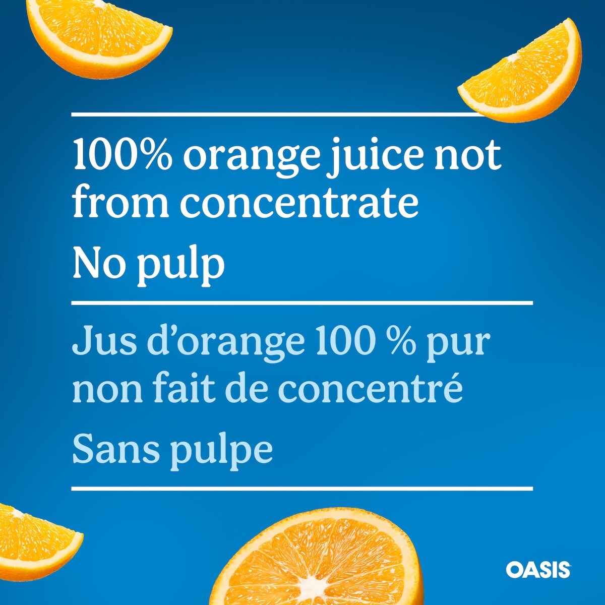 Oasis Orange Juice No Pulp, Not from Concentrate 1.5L
