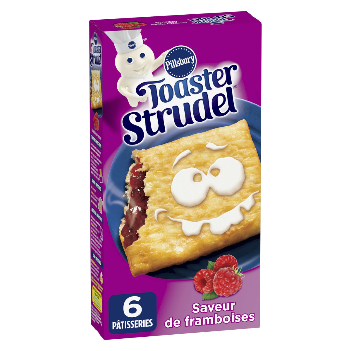 Pillsbury Frozen Toaster Strudel Raspberry Pastries, 6 Pastries, 326 g
