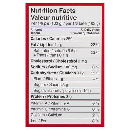 Apple Valley No Sugar Added 8 Inch Frozen Apple Pie, 620 g
