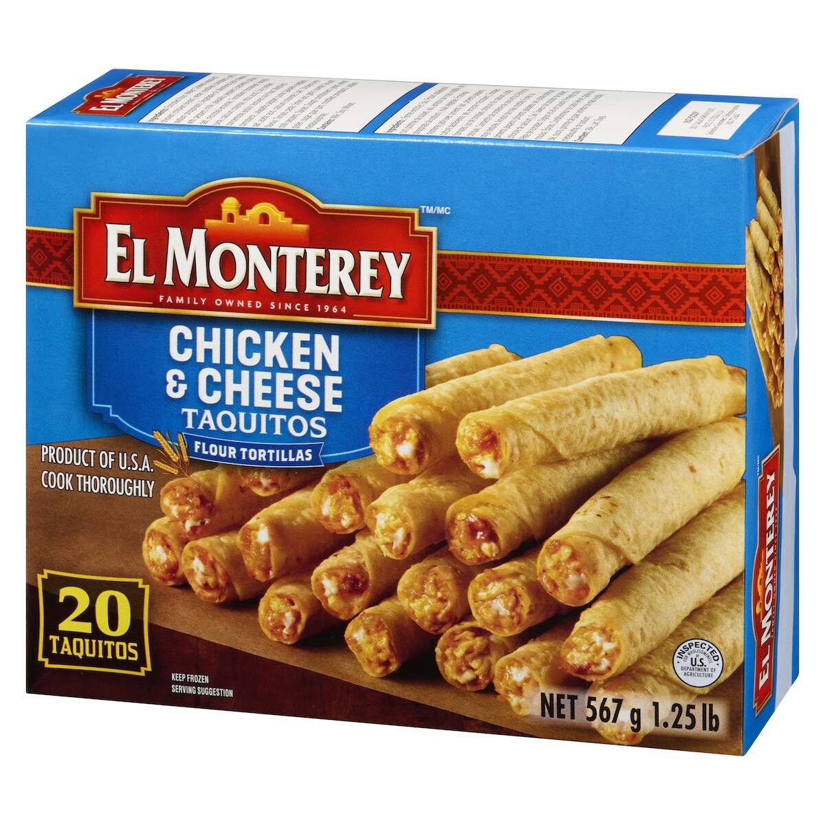 El Monterey Frozen Chicken & Cheese Flour Taquitos, 595 g