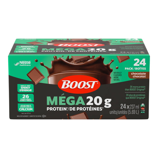 BOOST MEGA Meal Replacement Drink, Chocolate, 24 × 237 mL