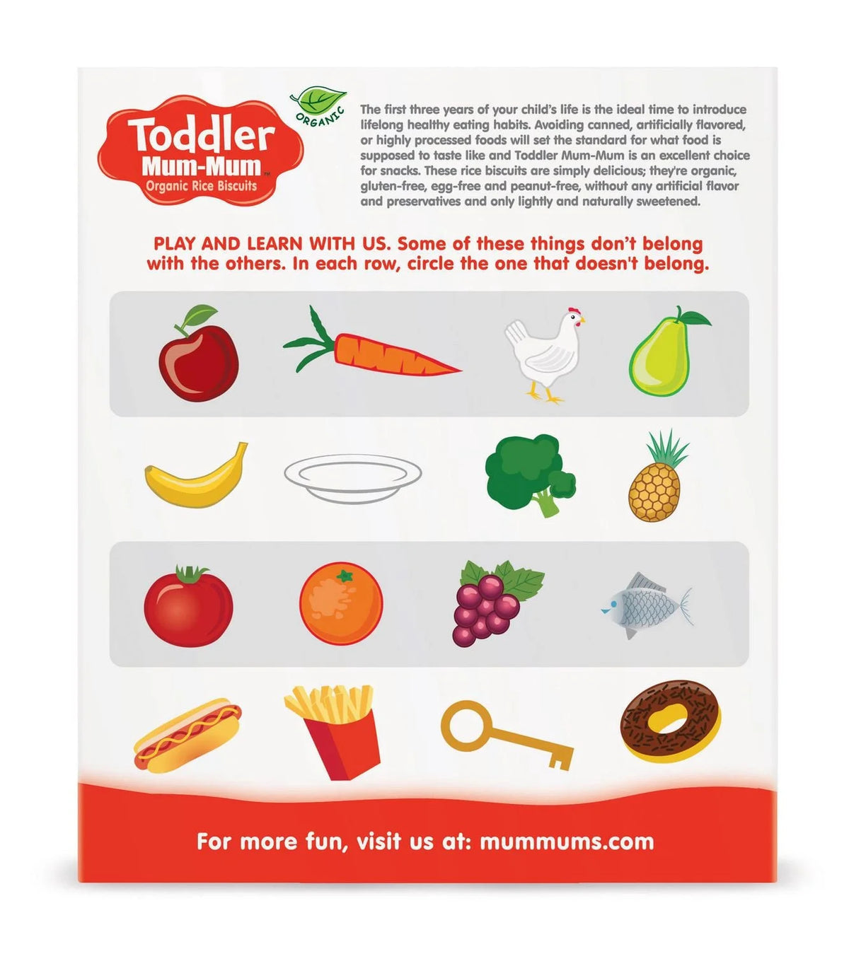 Toddler Mum-Mum Organic Strawberry Rice Biscuit, 60 g