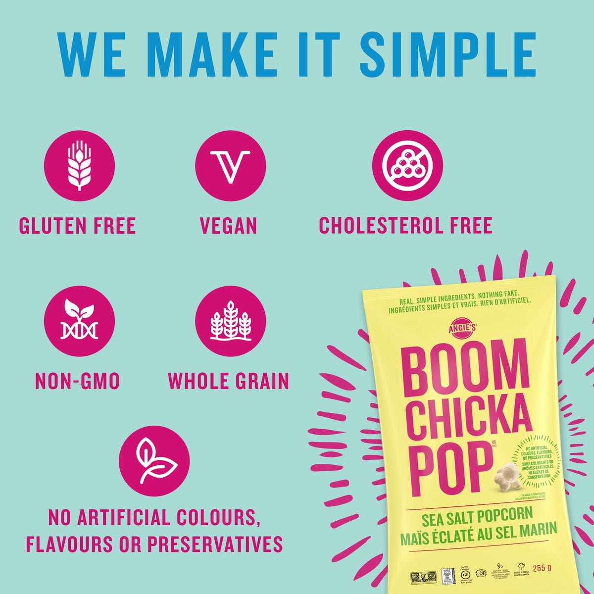 Angie's BOOMCHICKAPOP Sea Salt Ready-to-Eat Popcorn, 255 g
