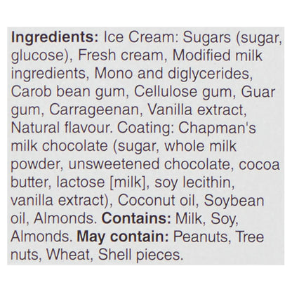 Chapman's Canadian Collection Vanilla Ice Cream Bars with Almonds & Milk Chocolate, 8 × 55 mL