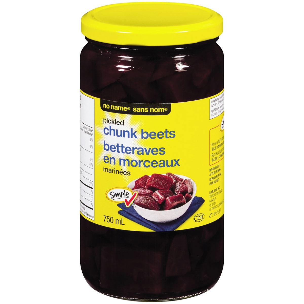 No Name PICKLED CHUNK BEETS, 750 mL
