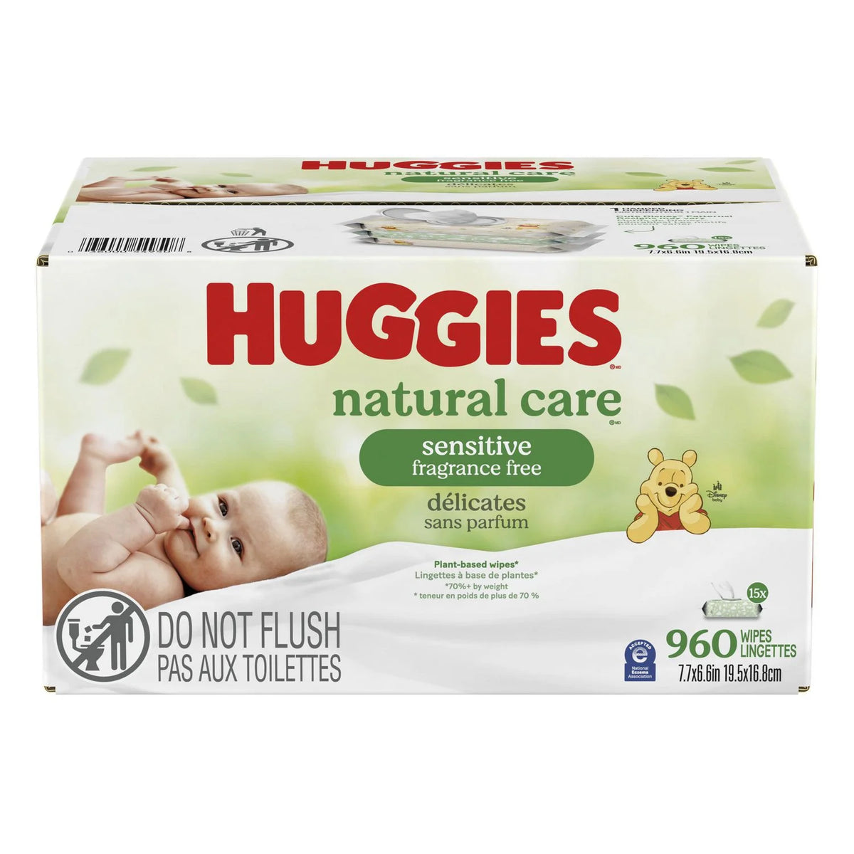 Huggies Natural Care Sensitive Baby Wipes, Unscented, 15 Flip-Top Packs, 960 Count