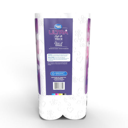 Great Value Ultra Soft and Thick Bathroom Tissue, 8 double rolls