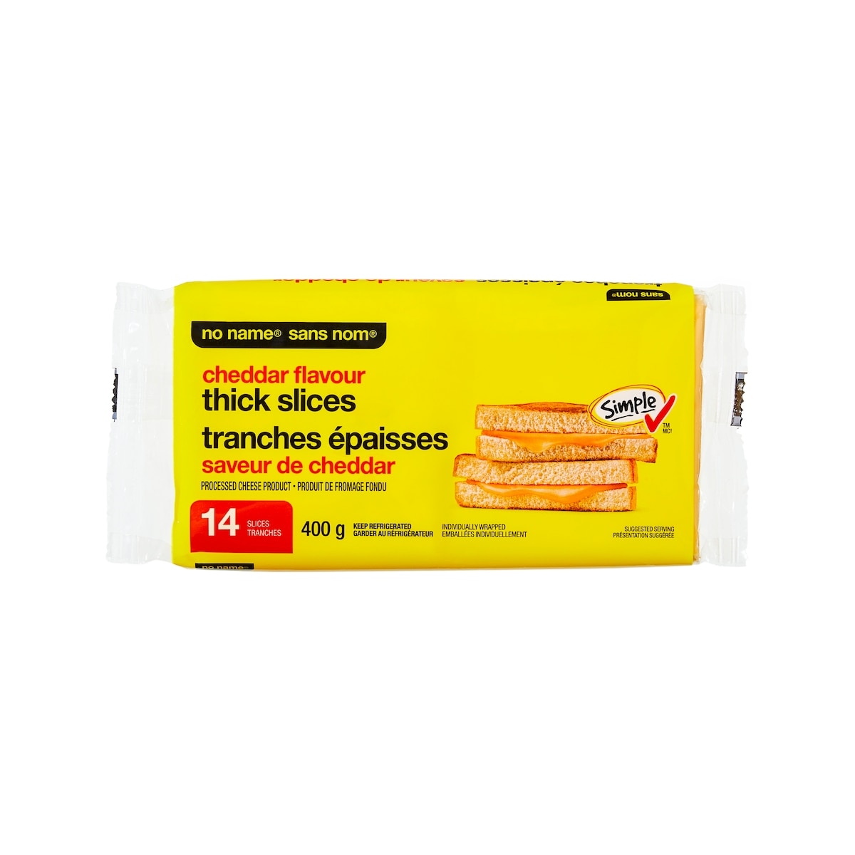 No Name Cheddar Flavour Processed Cheese Product, Thick Slices, 400 g
