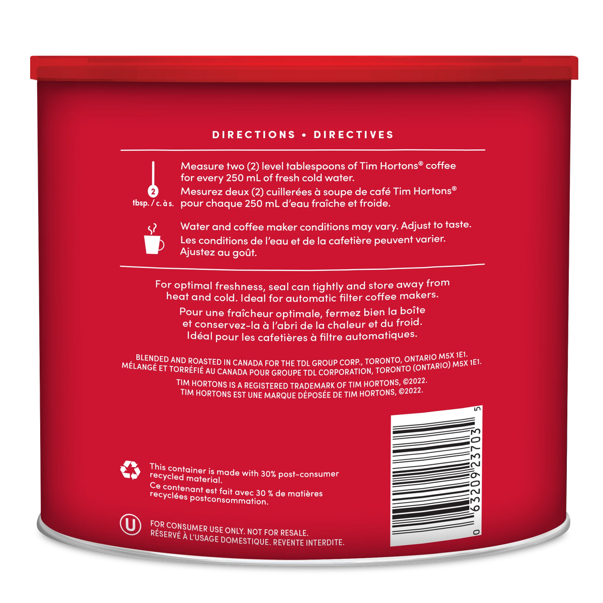 Tim Hortons Original Fine Grind Coffee 875 g