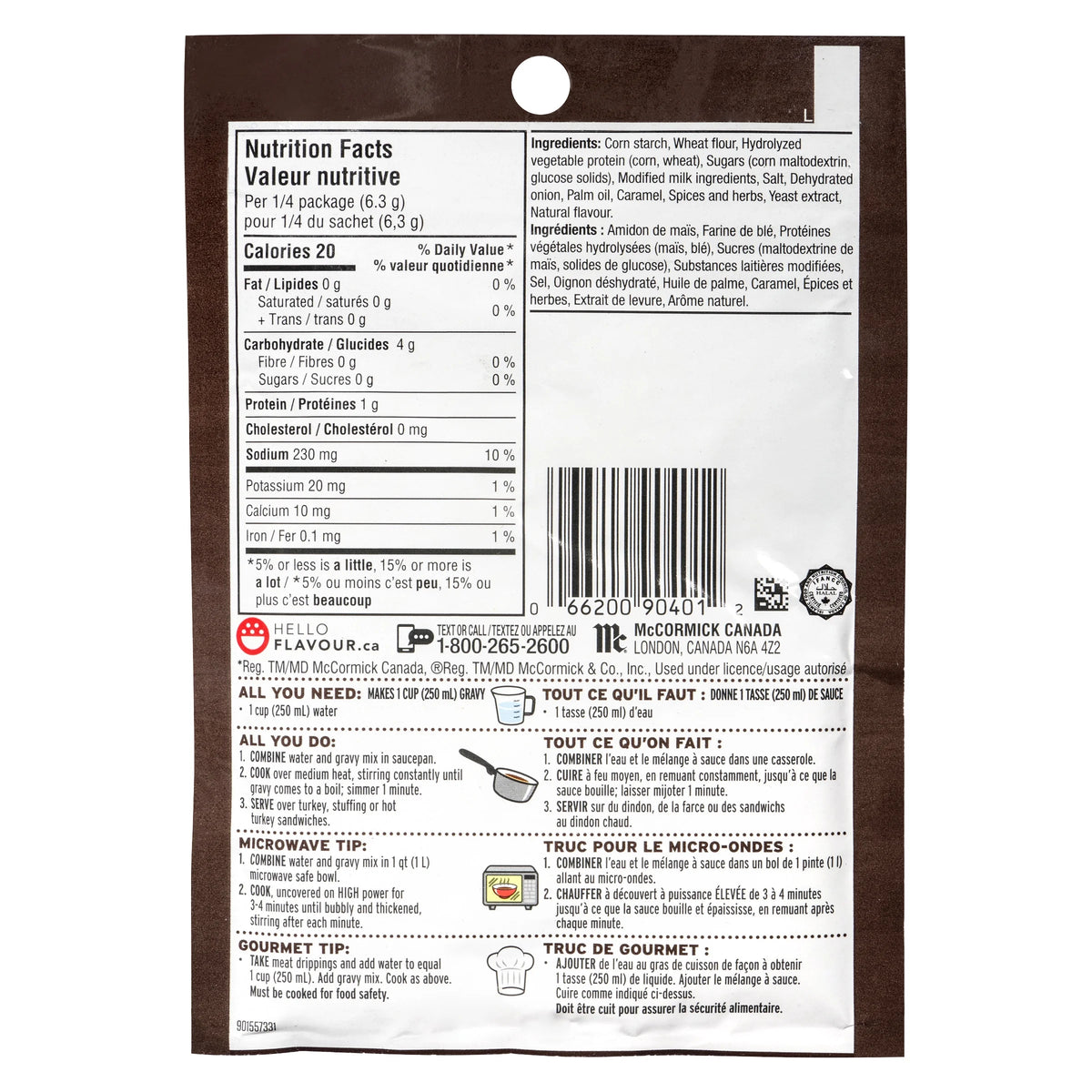 Club House Turkey, 25% Less Salt Gravy Mix, 25 g