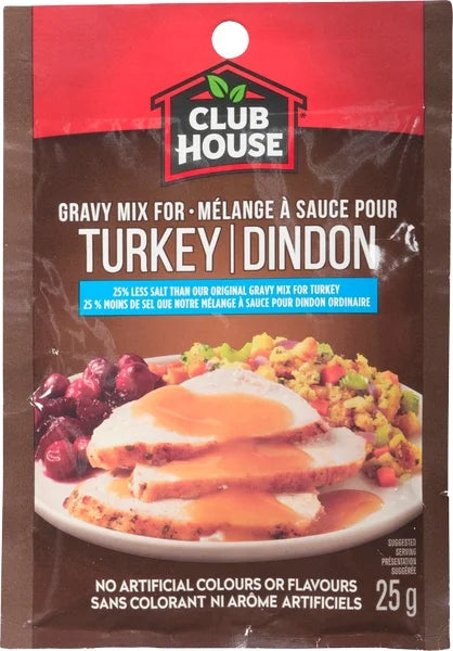 Club House Turkey, 25% Less Salt Gravy Mix, 25 g