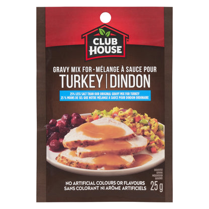 Club House Turkey, 25% Less Salt Gravy Mix, 25 g